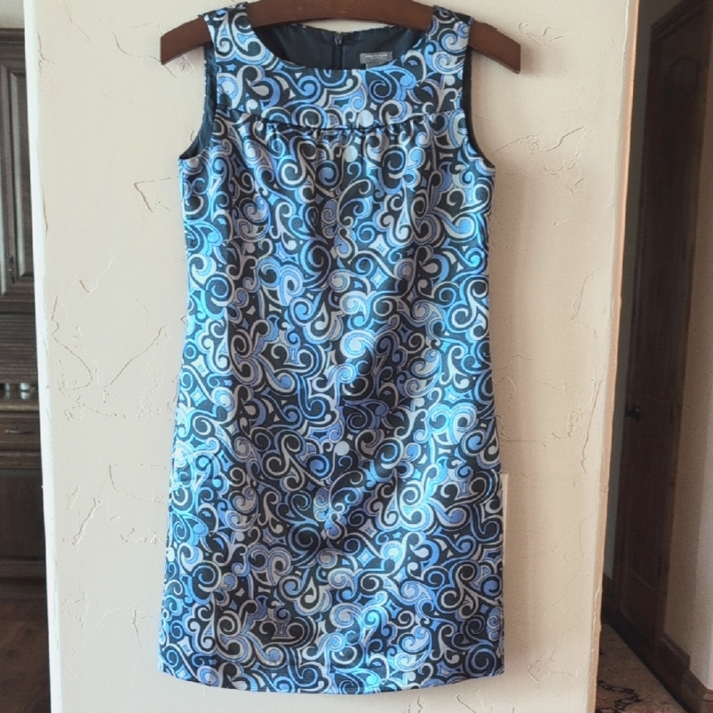Ann Taylor Blue and Black Swirl Dress